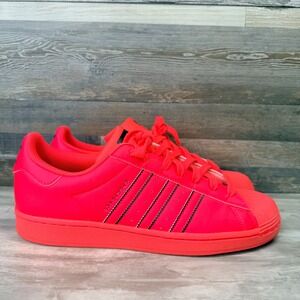 Adidas Superstar Mens Size 11.5 Shoes Neon Coral Pink Katakana Shell Toe GV9445